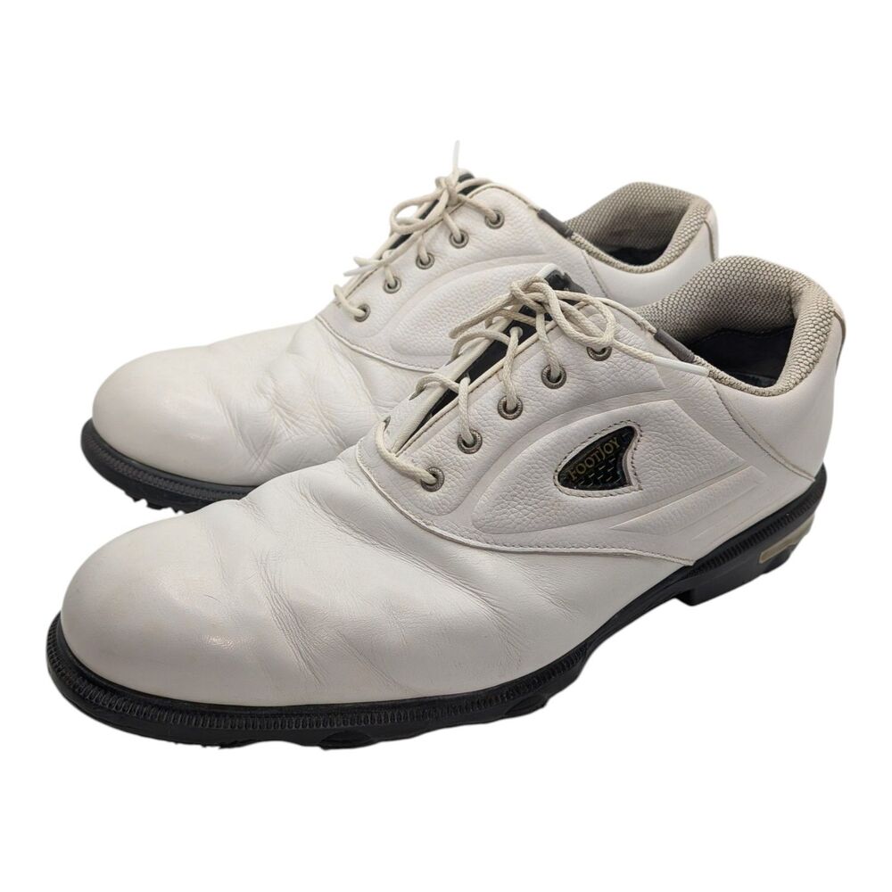 FootJoy Men's White Leather Golf Shoes Spikes Optiflex 2 Classics Size 11.5M
